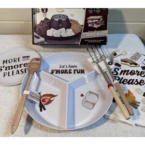 Nostalgia Tabletop Indoor Electric S'Mores Maker 2 Serving Platters Lg Lot READ